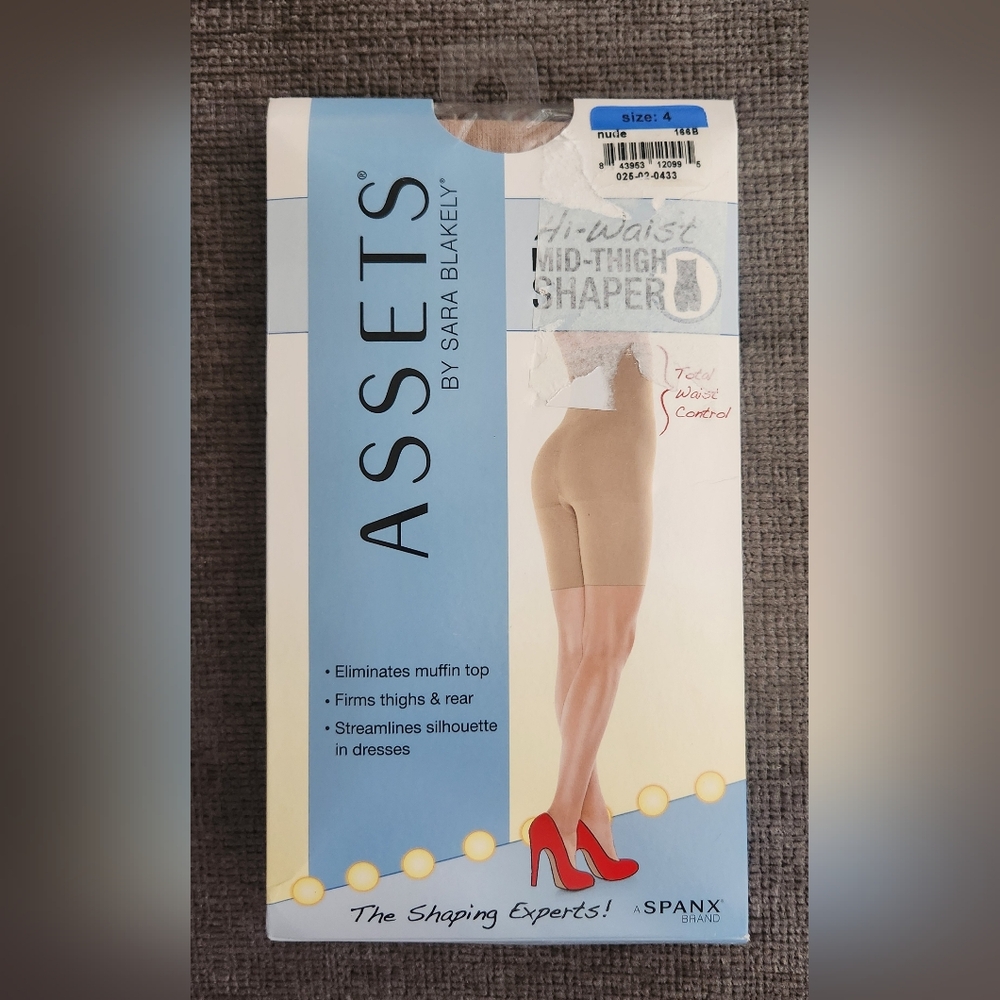 Spanx Assets Size 4 Hi-Waist Mid Thigh Shaper, NWT, Nude/Tan, 180-220lbs